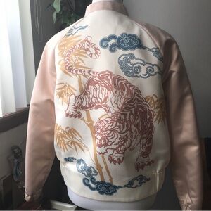 Zara Silk Printed Bomber Jacket